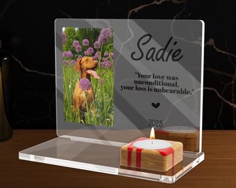 Placa memorial personalizada para animais de estimação: lembrança fotográfica em acrílico, presente para perda de cachorro e gato, lembrança de cachorro