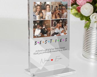 Custom Best Friend Acrylic Block, Personalized BFF Desk Display, Besties/Sisters Photo Gift, Friendship Keepsake, Christmas BFF Present
