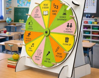 Rueda de recompensas de madera personalizada, ruleta personalizada para el aula, tablero de opciones para el profesor, herramienta para el manejo del comportamiento infantil, selector de actividades para la educación en el hogar.