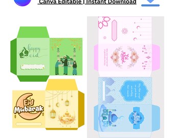 Eid Money Envelope Printable Editable Canva Template Digital Download