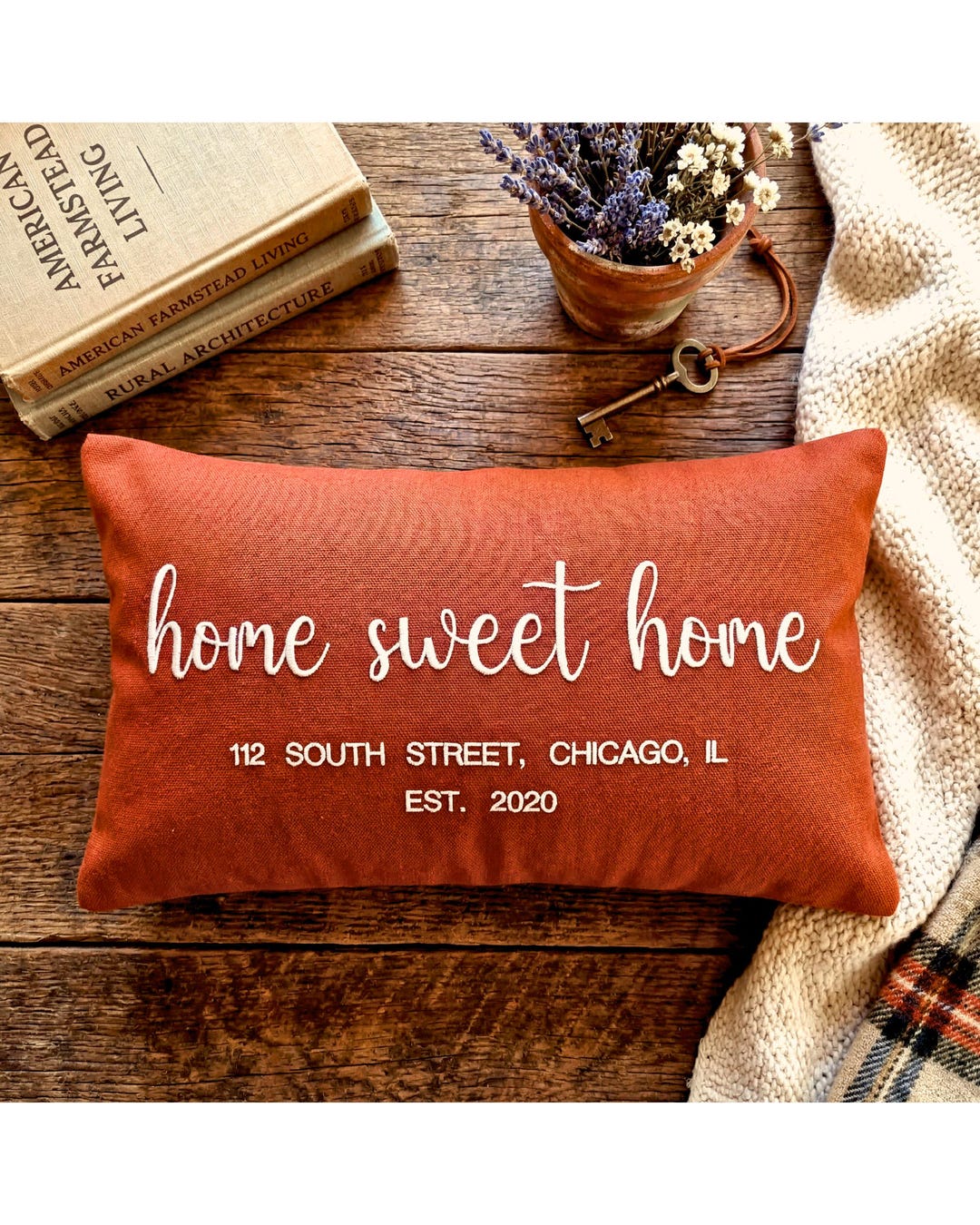 Cottagecore Personalized Home Sweet Home Pillow Cover | Embroidered ...