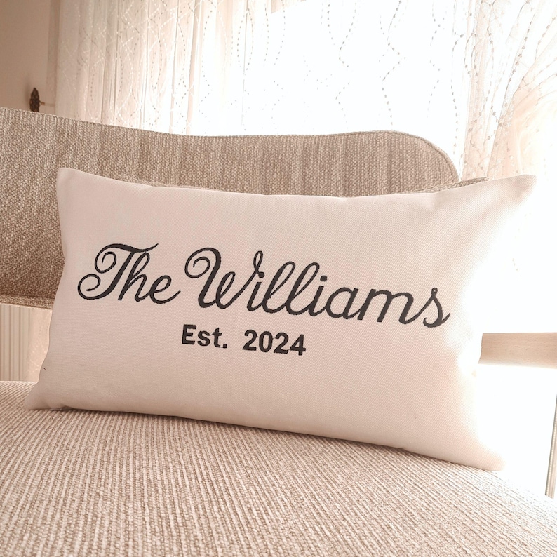 Custom Personalized Name Pillow Cover — Wedding & New Home Gift