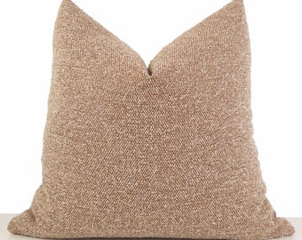Textured Camel Pillow Cover, Boucle Throw Cushion, Soft Teddy Custom Sizes Decorative Pillow Case for Sofa Bed Chair Lounge
