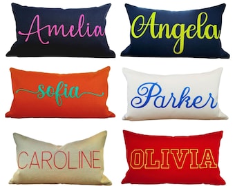 Embroidered Customizable Name Pillow Cover – , Personalized Home Decor, Gift for Friends or Family