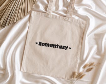 Tote bag for book lovers | minimalist book tote bag | cotton "romantasy" bag | reader gift | handmade