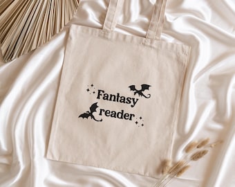 Fantasy Reader Tote Bag | Bookish Tote Bag | Cotton Book Lovers Bag | Reader Gift | Handmade