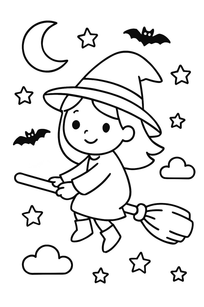 51 Cute Halloween Coloring Pages for Kids | Fun Spooky Coloring Book ...