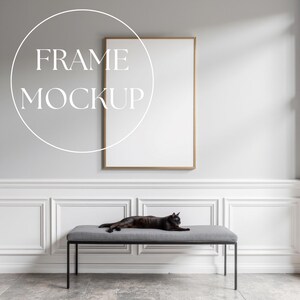 Elegant Vertical Frame Mockup PSD, Wall Art Mockup, Wooden Frame Mockup, Scandinavian Mockup for Modern Interiors, Smart Object Template