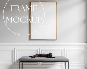 Vertical Frame Mockup PSD, Photopea Wall Art Mockup Template, Wooden Frame Mockup, Smart Object, Lifestyle Frame Mockup, Scandinavian Mockup