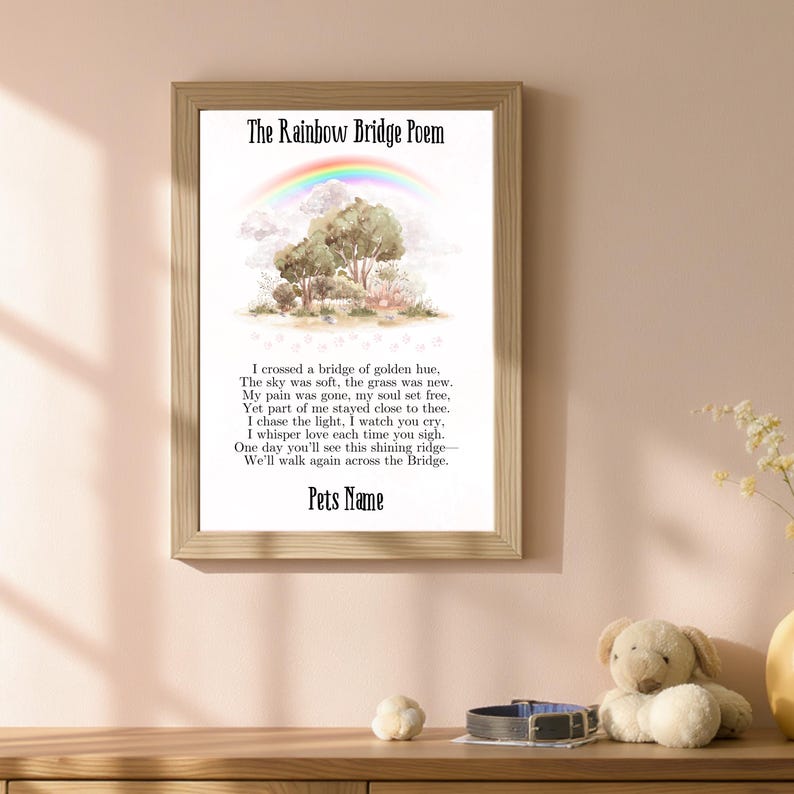 The Rainbow Bridge Poem Printable | Memorial Quote Wall Art | Pet Loss ...