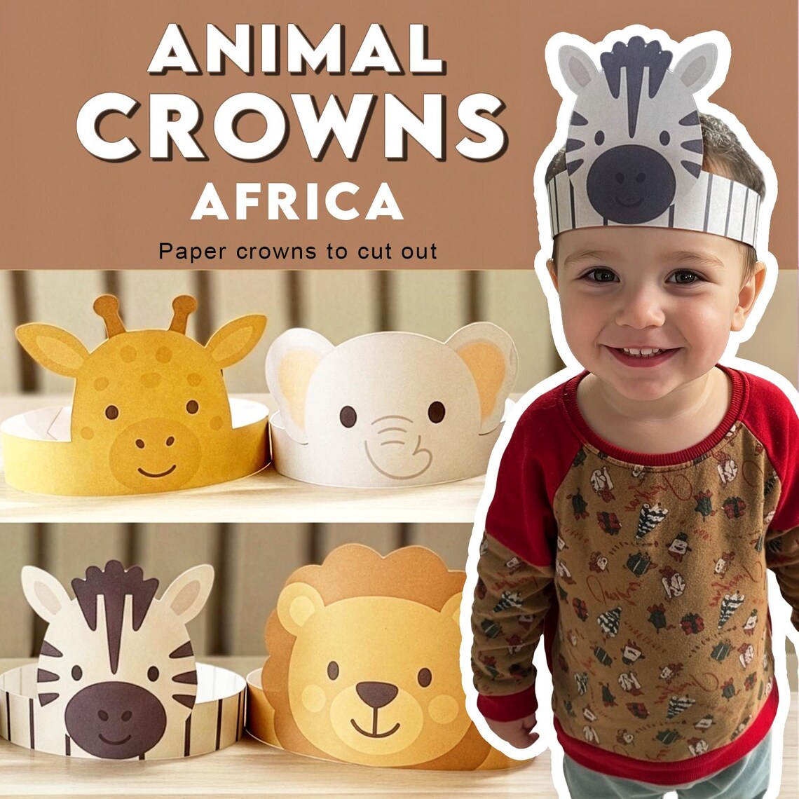 Animal Paper Crowns Africa | Printable Kids Craft | Preschool Activity ...