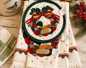 VTG Duck Kitchen Towel Set Potholder Mallard Wreath Christmas Farmhouse USA NOS