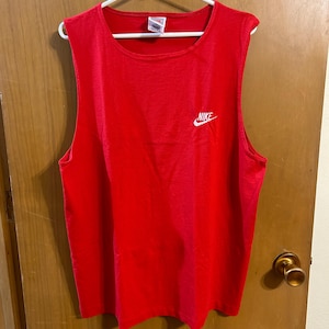 Vintage Nike Made in USA Sleeveless Shirt Red Swoosh Tank Top 90s Y2K Large Muscle Tee image 4