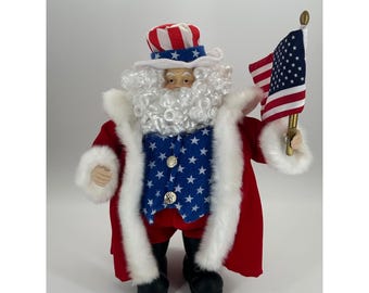 Patriotic Santa Claus Holding American Flag Uncle Sam Christmas Decor America250