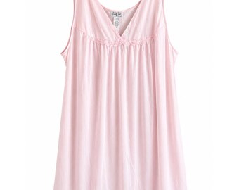 Vanity Fair Pink Nylon Nightgown Sleeveless Lace Trim XXL Vintage Style