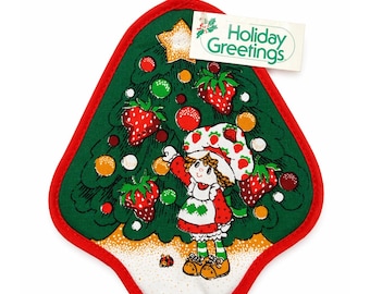 VTG Strawberry Shortcake Christmas Pot Holder 1980 American Greeting Holiday NWT