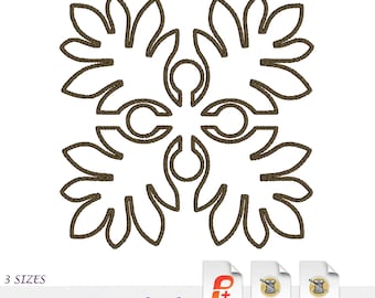 Hawaiian Quilt Outline, Embroidery Design, Tropical Floral Pattern, PES, DST, JEF, Instant Download