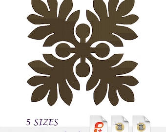 Hawaiian Quilt, Tropical Floral Pattern, Machine Embroidery Design, PES, DST, JEF, Instant Download