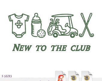 New To The Club Embroidery File, Golf Baby Shower Gifts (Instant Download)