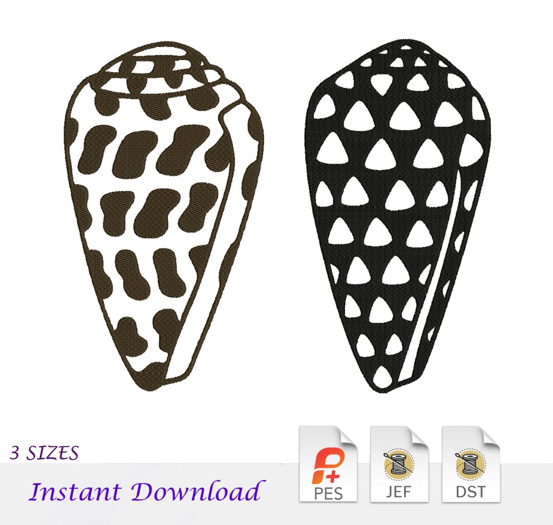 Hebrew Shell Pattern Top Hebrew Cone Shell Embroidery Design, Embroidery Design, Beach Shell ...