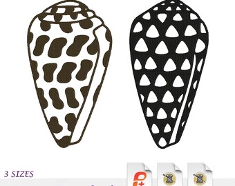 Hebrew Cone Shell Embroidery Design, embroidery design, Beach Shell Pattern (Digital Download)