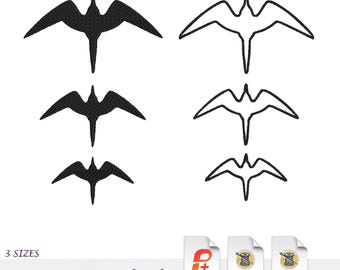 3 Iwa Birds Embroidery Files, embroidery design, Flight, Hawaii Beach Design (PES, DST, JEF)