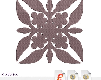 Hawaiian Quilt, Tropical Floral Pattern, Machine Embroidery Design, PES, DST, JEF, Instant Download