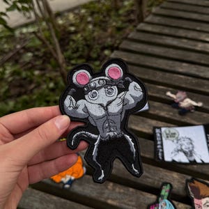 Aufnäher mit muskulöser Maus, lustiger Aufnäher mit Fitnessstudio-Maus, niedliches Stickabzeichen, Meme-Aufnäher, Accessoire für Jacke und Rucksack