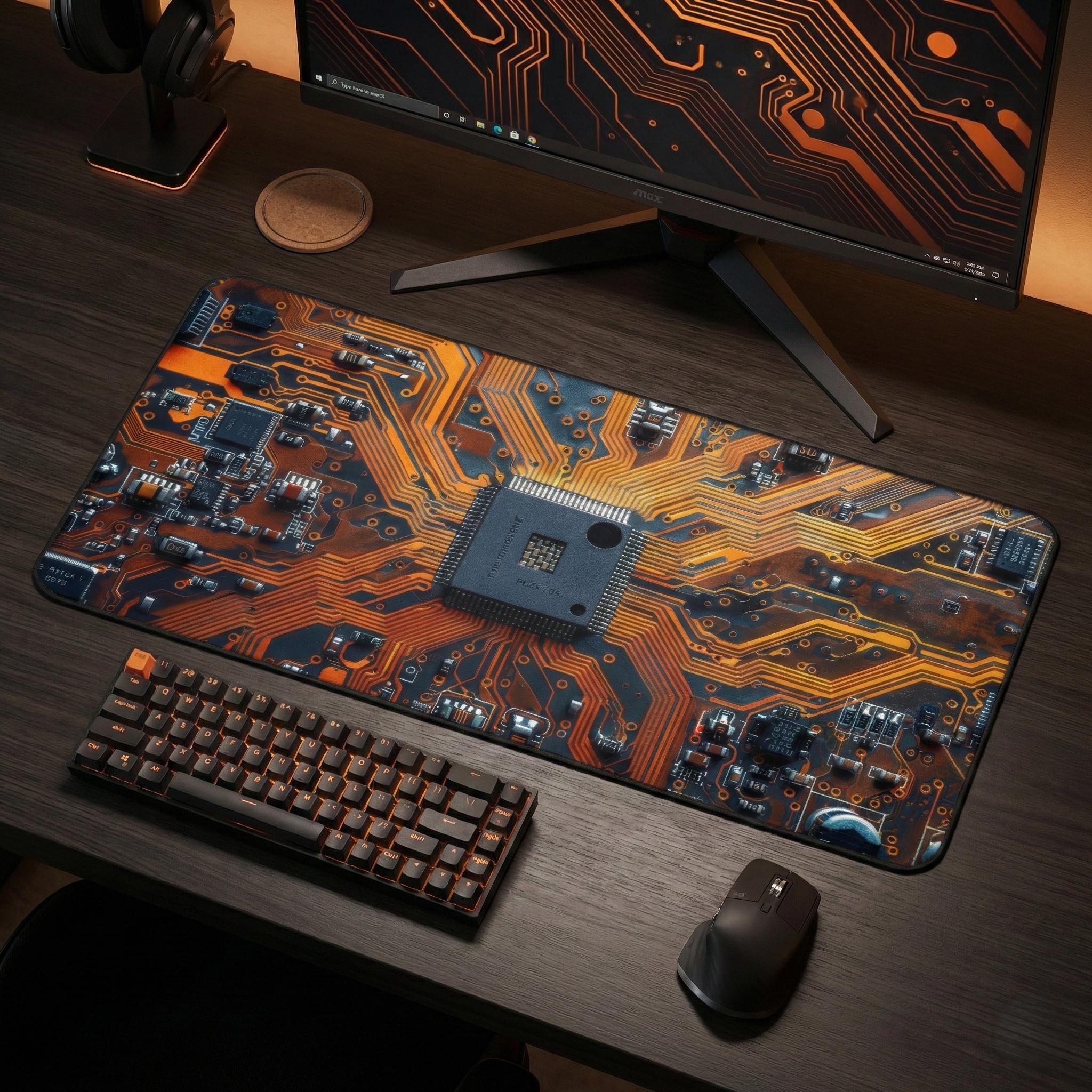 Circuit Board Desk Mat – Large Tech Gaming Mouse Pad, Motherboard PCB ...