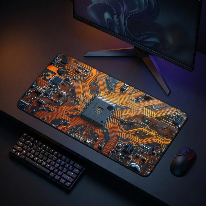 Circuit Board Desk Mat – Large Tech Gaming Mouse Pad, Motherboard PCB ...