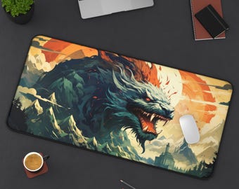 Anime Dragon Desk Mat Large Gaming Mouse Pad, Extended XL for PC Setup