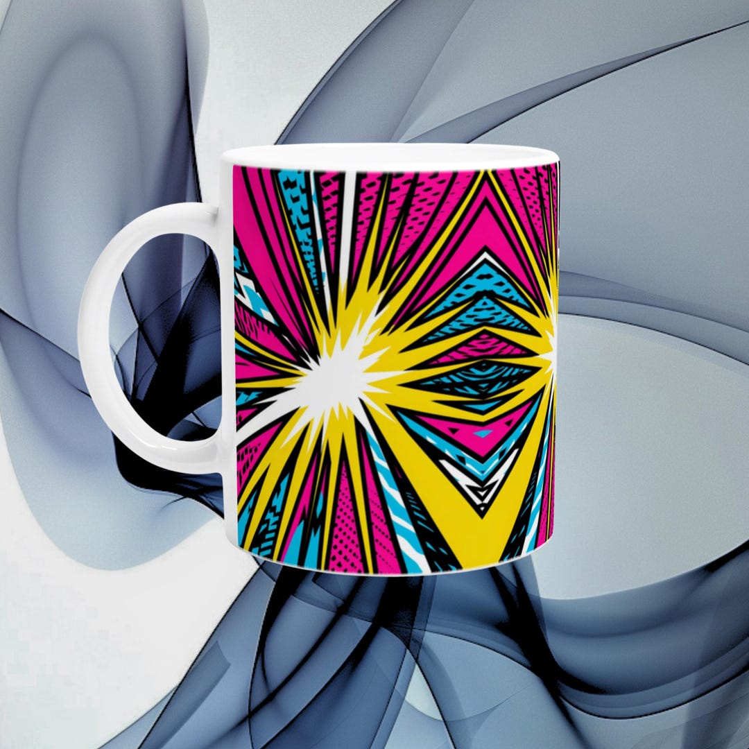 Explosion Mug Colorful Pop Art Explosion Mug | Secret Santa Gift | White Ceramic 330 ...