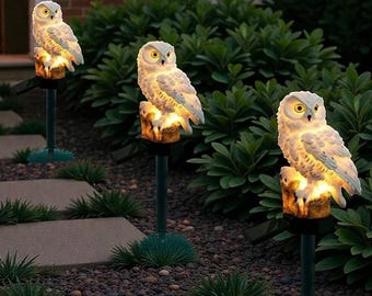 Solar Owl Garden Stake Light | Waterproof Resin Pathway Decor