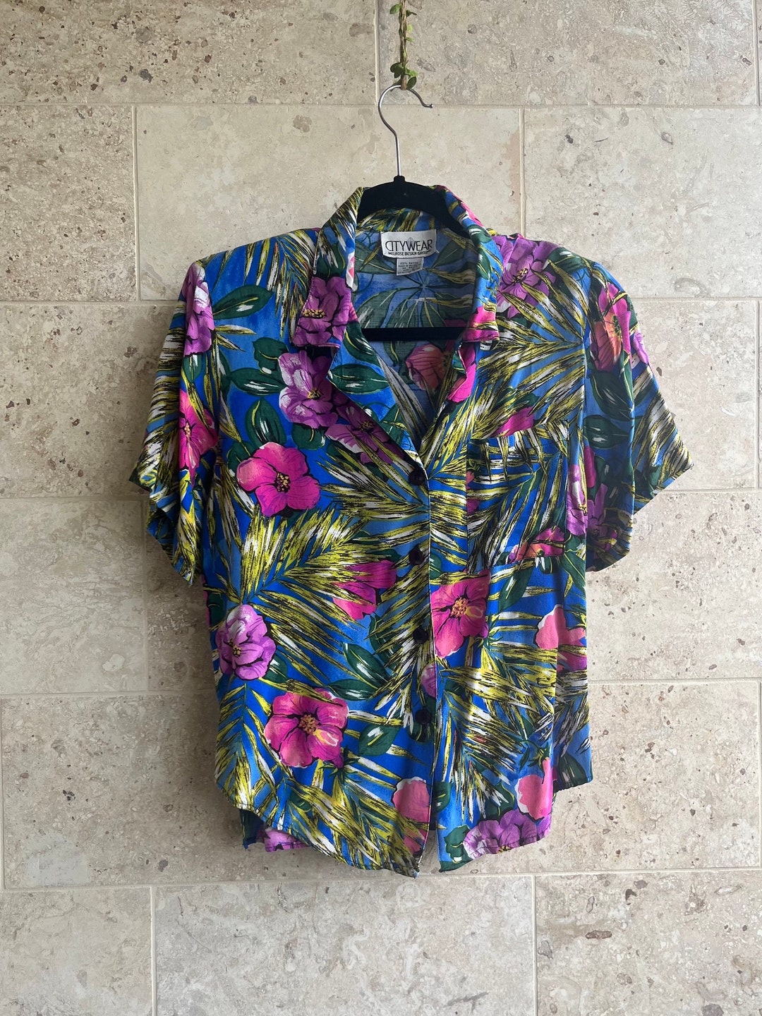 Vintage Tropical Shirt With Shoulder Pads - Etsy