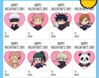 Anime Valentine Cards Set, Anime Kids Gift (Digital Download)