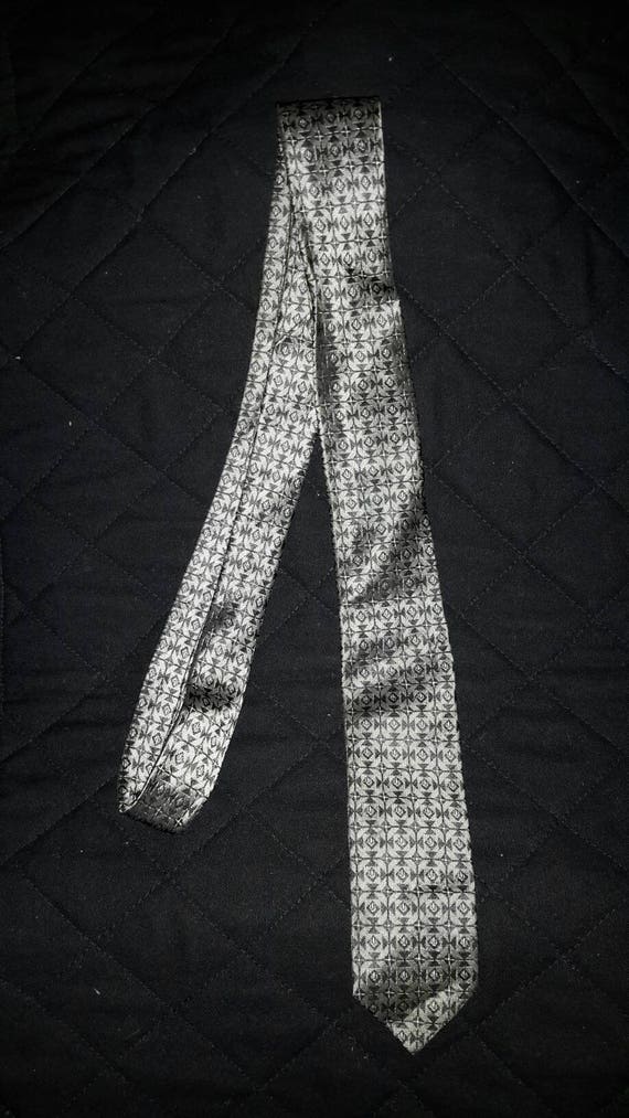Necktie Metallic Skinny Tie Geometric Silver & Ch… - image 3