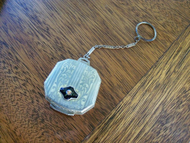 Antique Compact On A Fob Must See Ladies Accessory by AntiquesandVaria NEW Free Shipping image 1