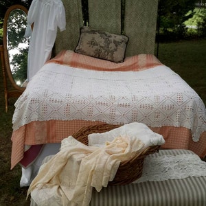 Bed Spread Romantic Handmade Crocheted Cotton Lace Full Bed Sized Antique Bedroom Find by AntiquesandVaria NEW Free Shipping