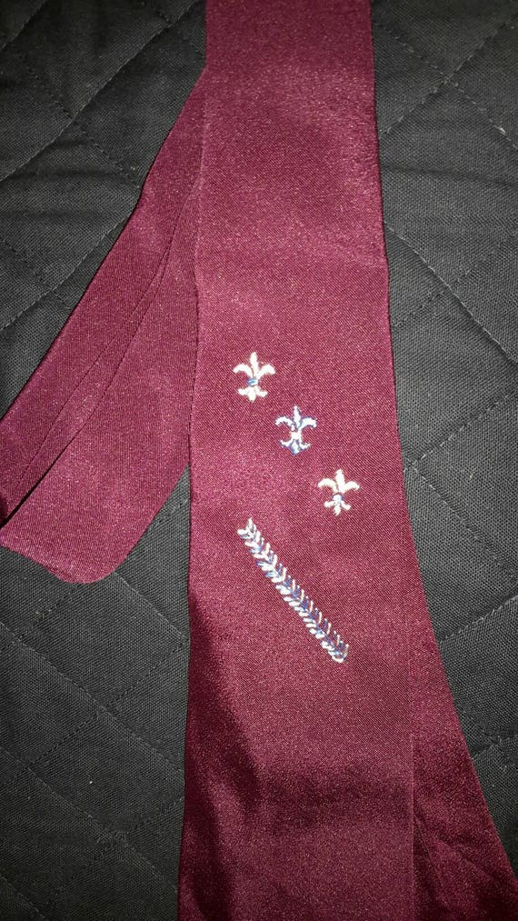 Necktie Vintage Menswear Oxblood Silk Embroidered 