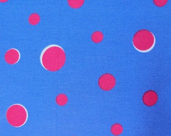 Fabric Polished Cotton Chintz Abstract Dots Wide Decorator Tract Periwinkle & Fushia by AntiquesandVaria NEW Free Shipping