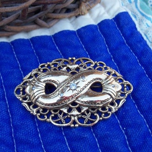 Brooch Victorian Repro Rhinestone & Filigree Antique Finish Classic FIND NEW Free Shipping