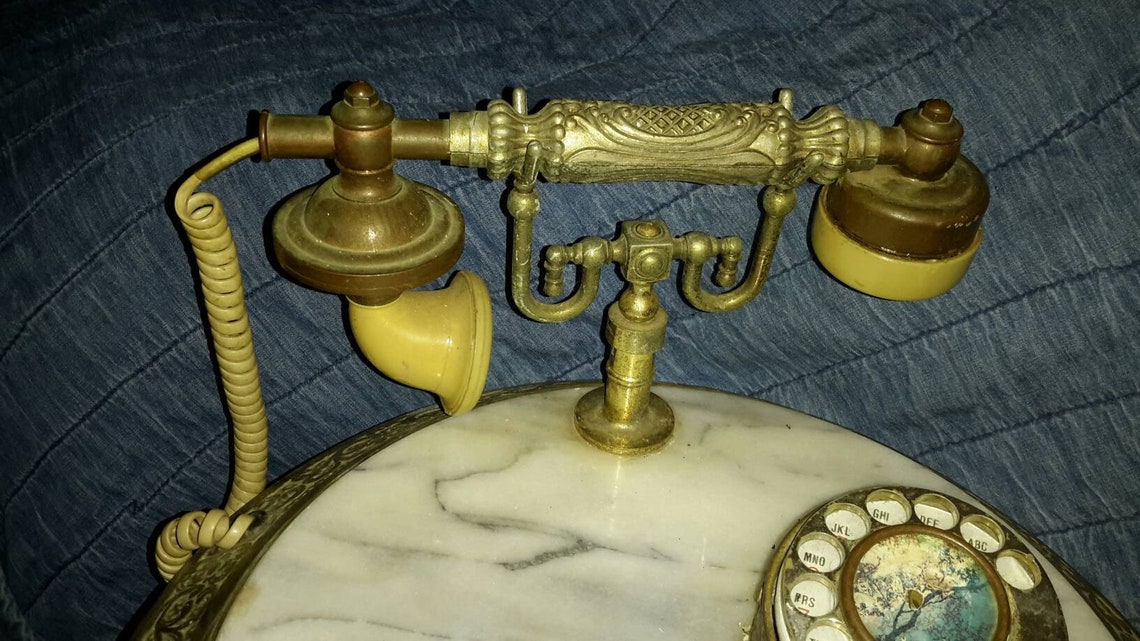 Sultans Phone Table Marble & Brass Mid Century Repro Of Etsy