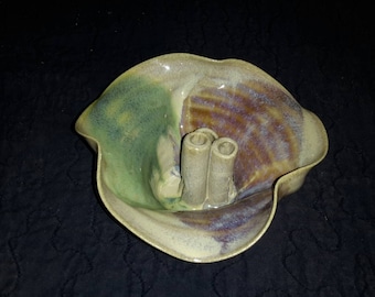 Pottery Vessel Floral Abstract Dish Handmade Art Find by AntiquesandVaria NEW Free Shipping