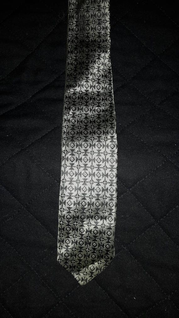 Necktie Metallic Skinny Tie Geometric Silver & Ch… - image 1