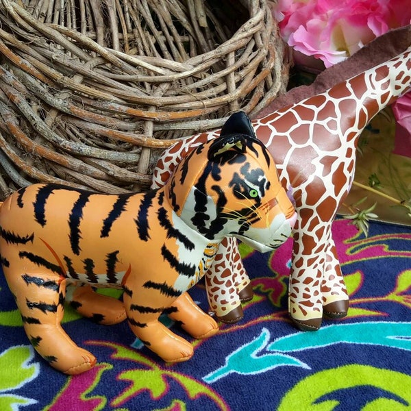 Toy Washable Mini Stuffed Tiger & Giraffe First Toys Zoo by AntiquesandVaria NEW Free Shipping