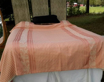 Bed Spread Glowing Peach Ivory Jacquard Summer Bedding Full Sized Vintage Find by AntiquesandVaria NEW Free Shipping