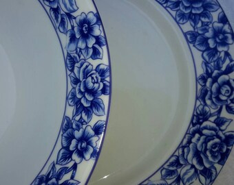 Platter Serving Bowl Reed & Barton Winterose Pattern Blue White Serving by AntiquesandVaria