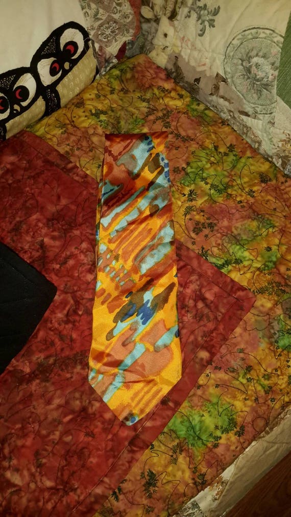 Necktie Vintage Art Tie Sunset Colors Menswear Fin