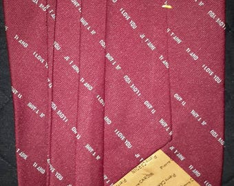 Necktie Pierre Cardin Paris New York I Love You Crimson Red Tie Vintage Menswear Find by AntiquesandVaria NEW Free Shipping