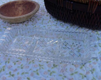 Chevron Relish Tray Glass Collectible Three Part Serving Crudite Pickles Appetizers Depression Era by AntiquesandVaria NEW Free Shipping